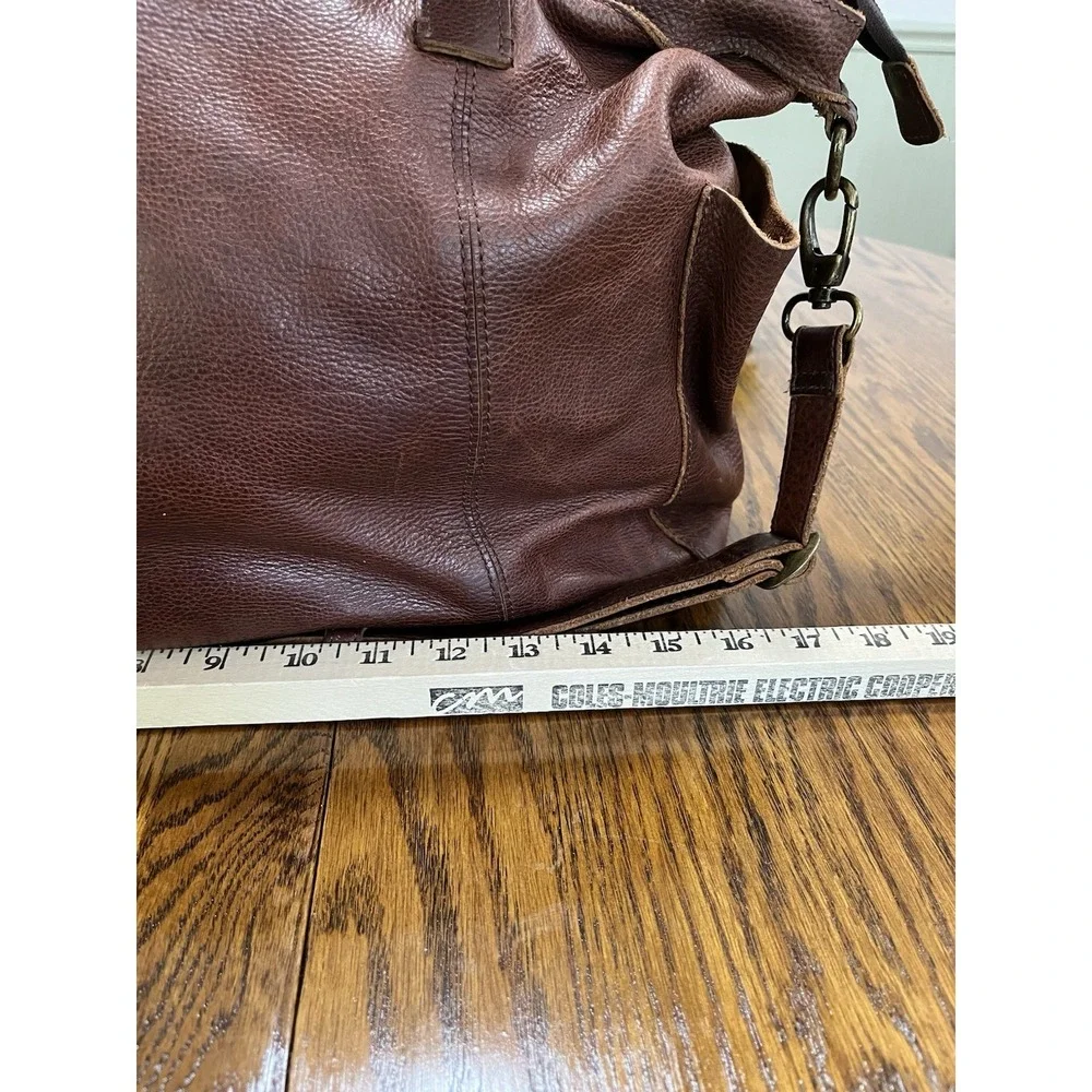 Duluth Trading Co Lifetime Leather Tote Bag Brown Full Grain
